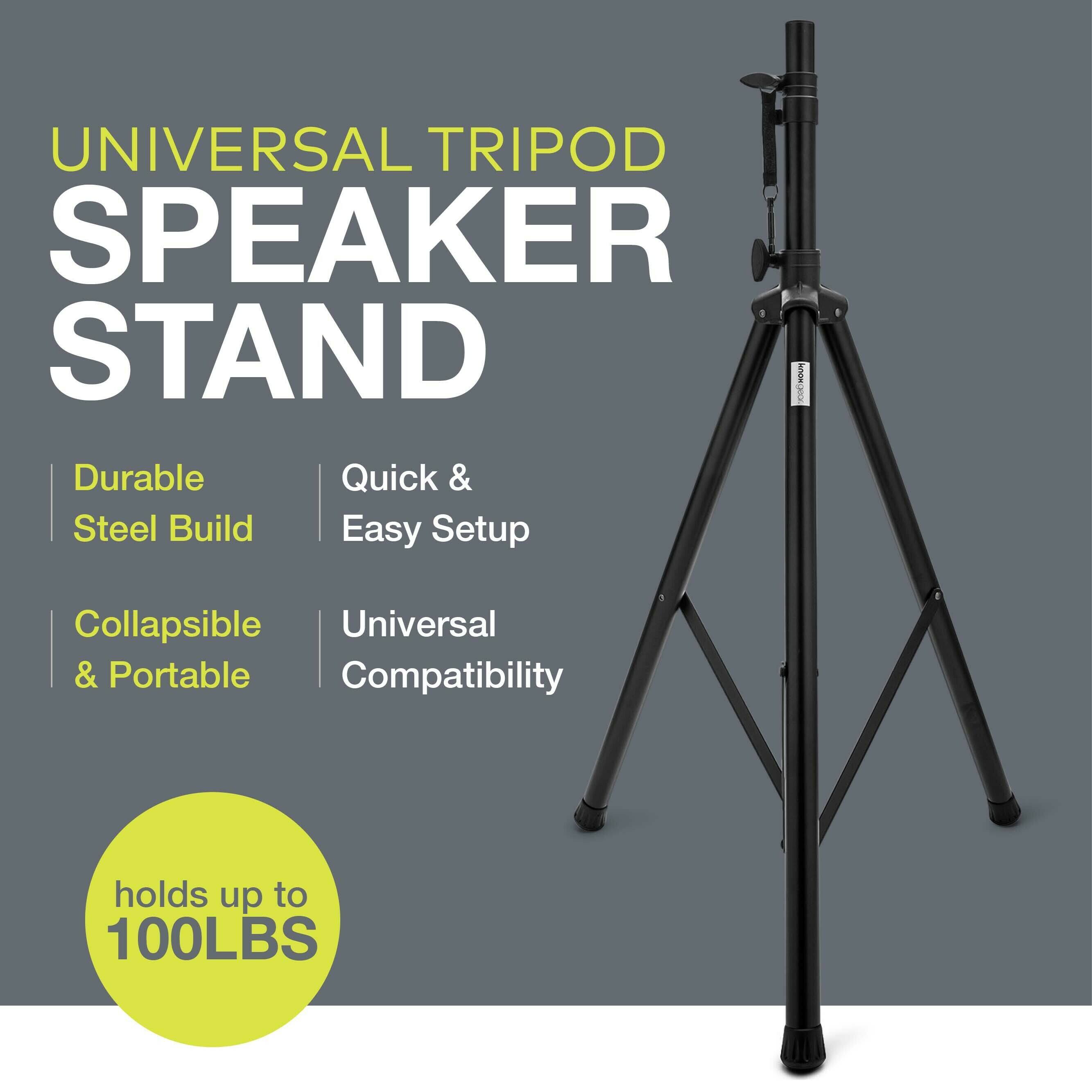UNIVERSAL TRIPOD SPEAKER STAND

- Durable Steel Build
- Quick & Easy Setup
- Collapsible & Portable
- Universal Compatibility

holds up to 100LBS