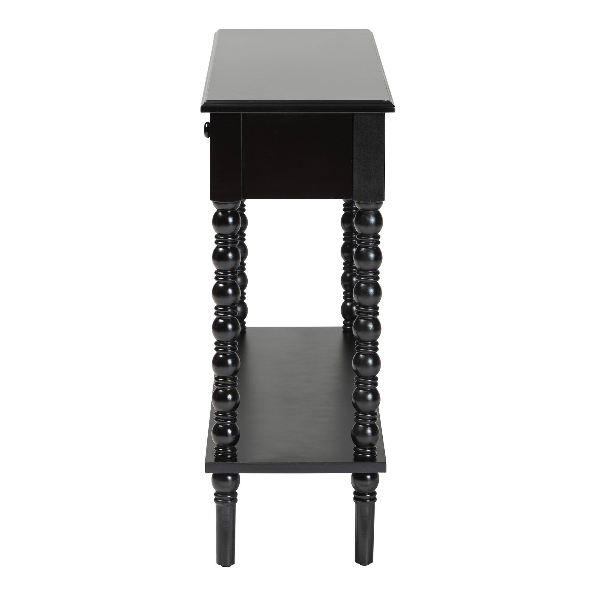 Back. Baxton Studio - Malinda Classic Wood 2-Drawer Console Table with Spindle Legs - Black.