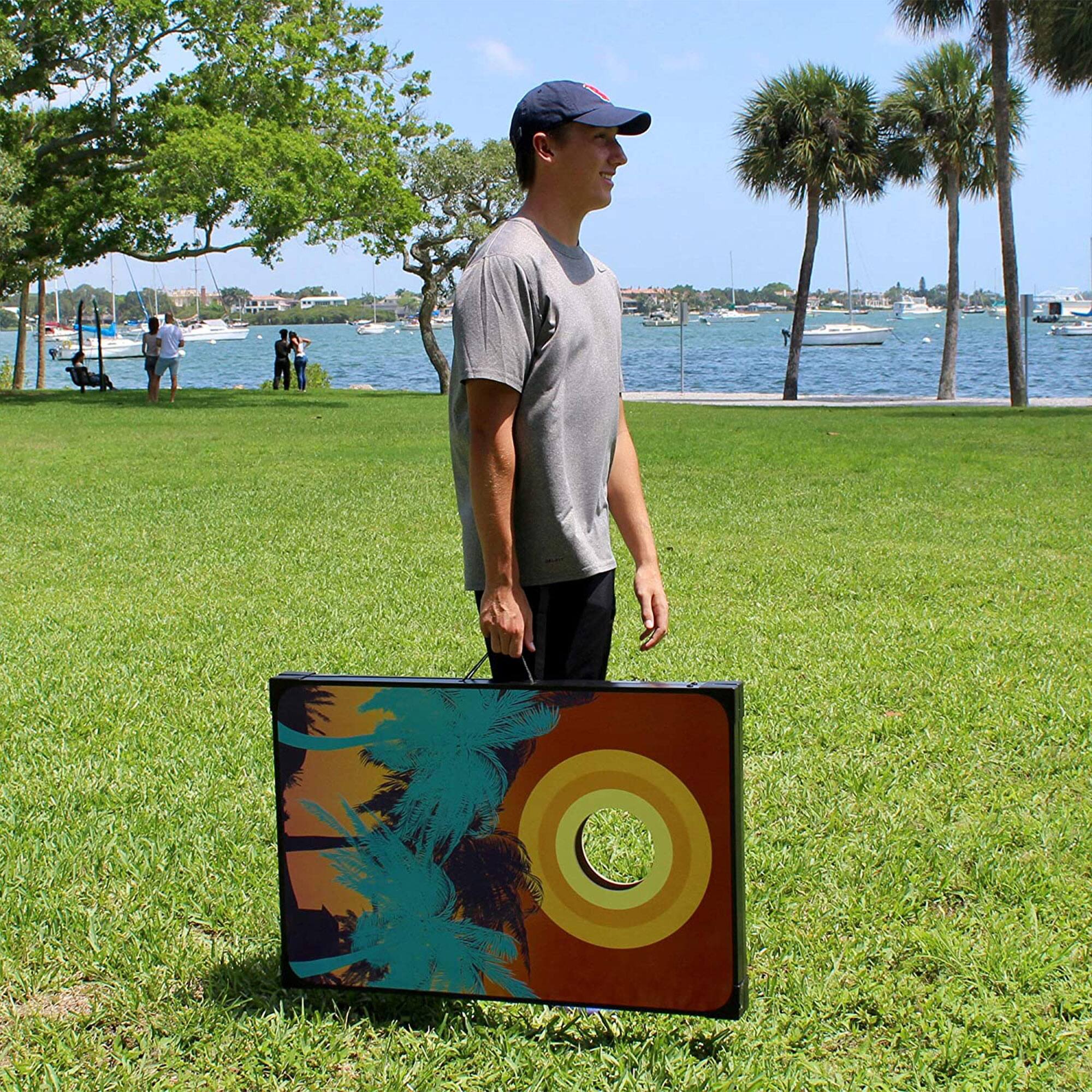 Alt View 7. Driveway Games - Driveway Games Tailgate Bean Bag Toss Board Cornhole Set w/Carry Bag, Tropical.