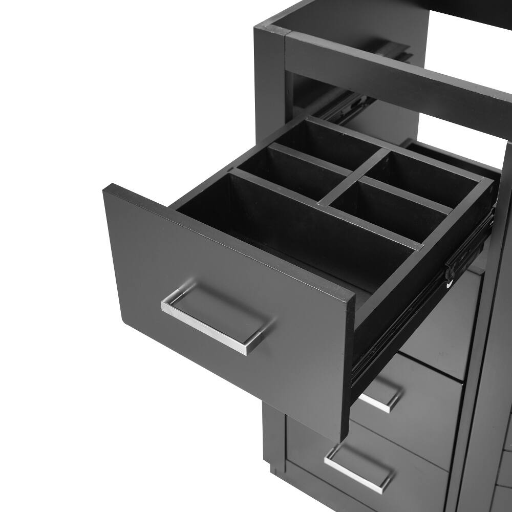 Alt View 2. Loheer - Loheer 36 inch Bathroom Vanity Solid Wood Frame Freestanding Cabinet with 3 Drawers Black - Black.