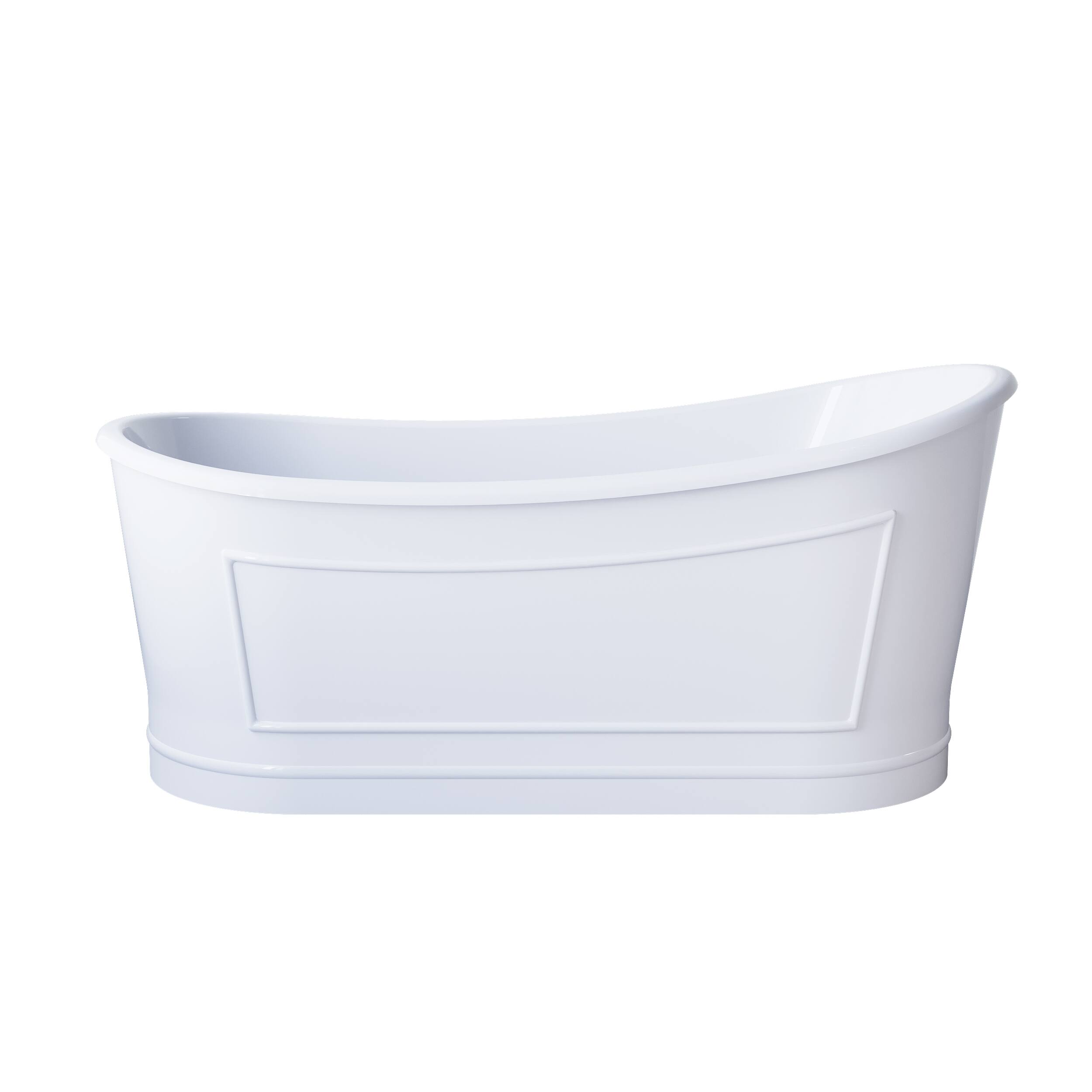 Alt View 10. WELLFOR - Vogue 66 in. x 30 in. Acrylic Oval Freestanding Soaking Bathtub with Drain and Overflow - White.