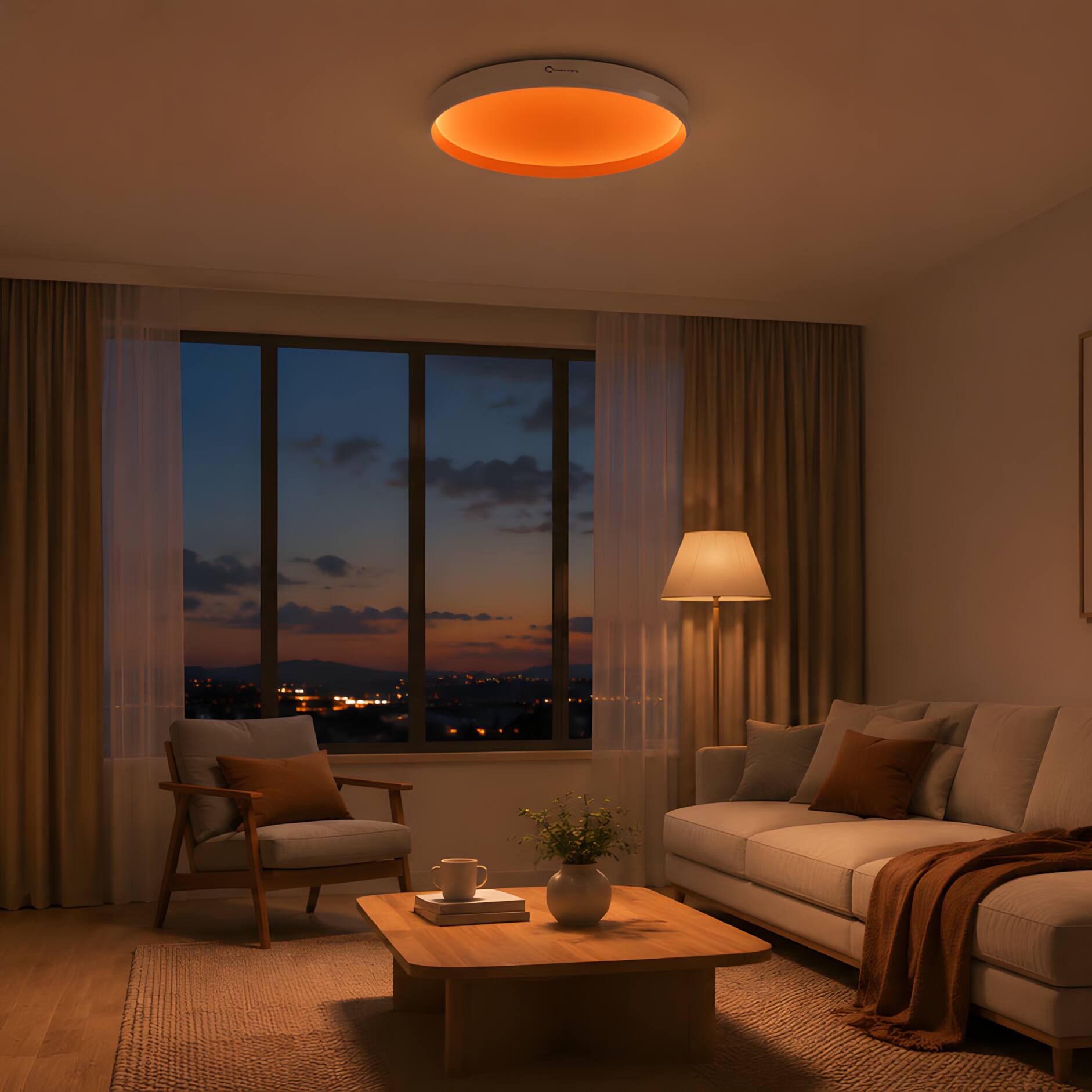 Alt View 6. Lumary - Lumary 16.5" Smart Flush Mount Light, 1800K-12000K Circadian Rhythm ceiling Skylight with App & Voice & Remote Control - White.