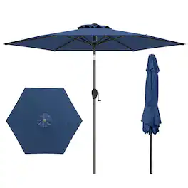 Gymax - 7.5 ft Patio Umbrella Outdoor Heavy Duty Market Umbrella w/ Push Button Tilt Navy - Blue