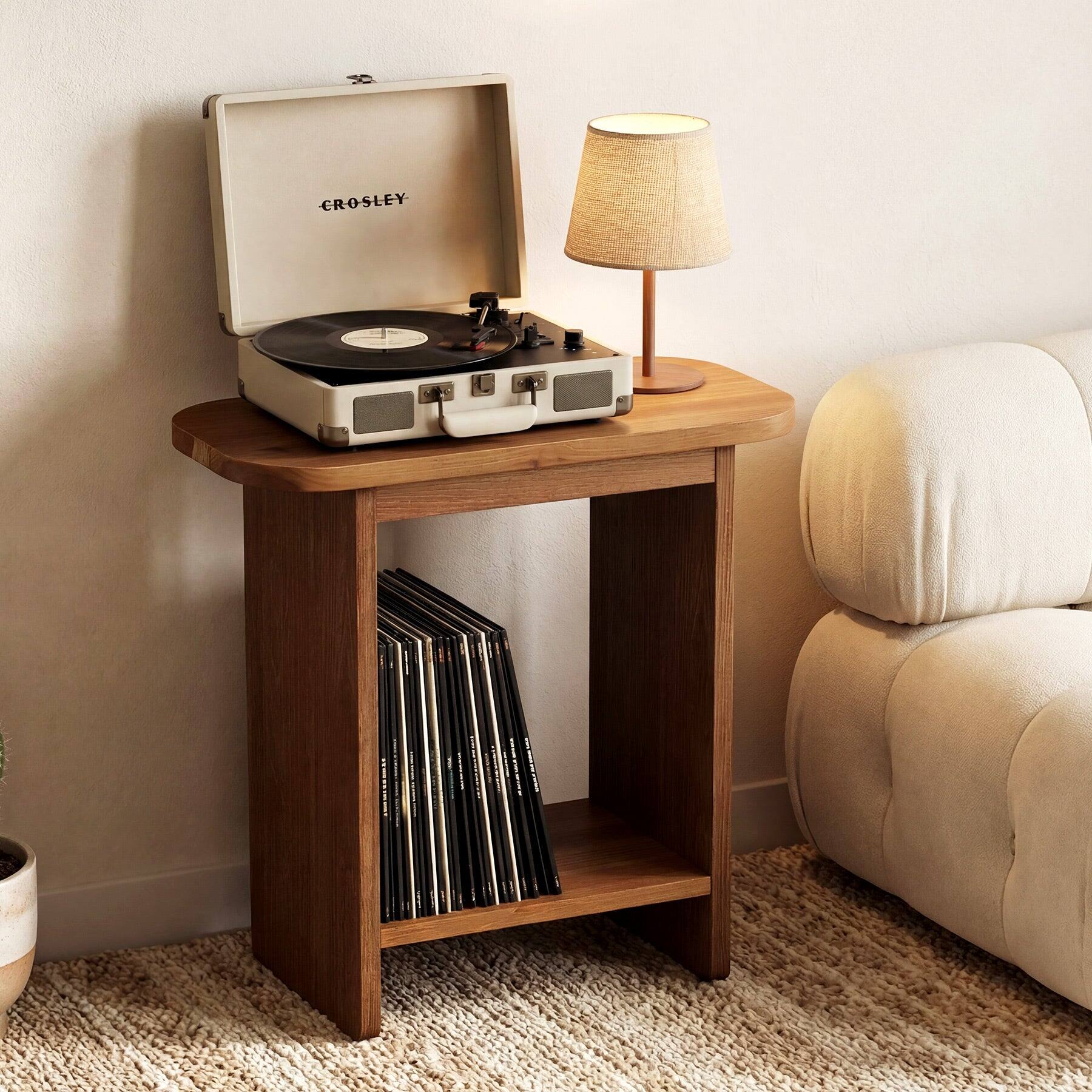 Tribesigns Solid Wood End Table with Storage Shelves, Space Saving ...