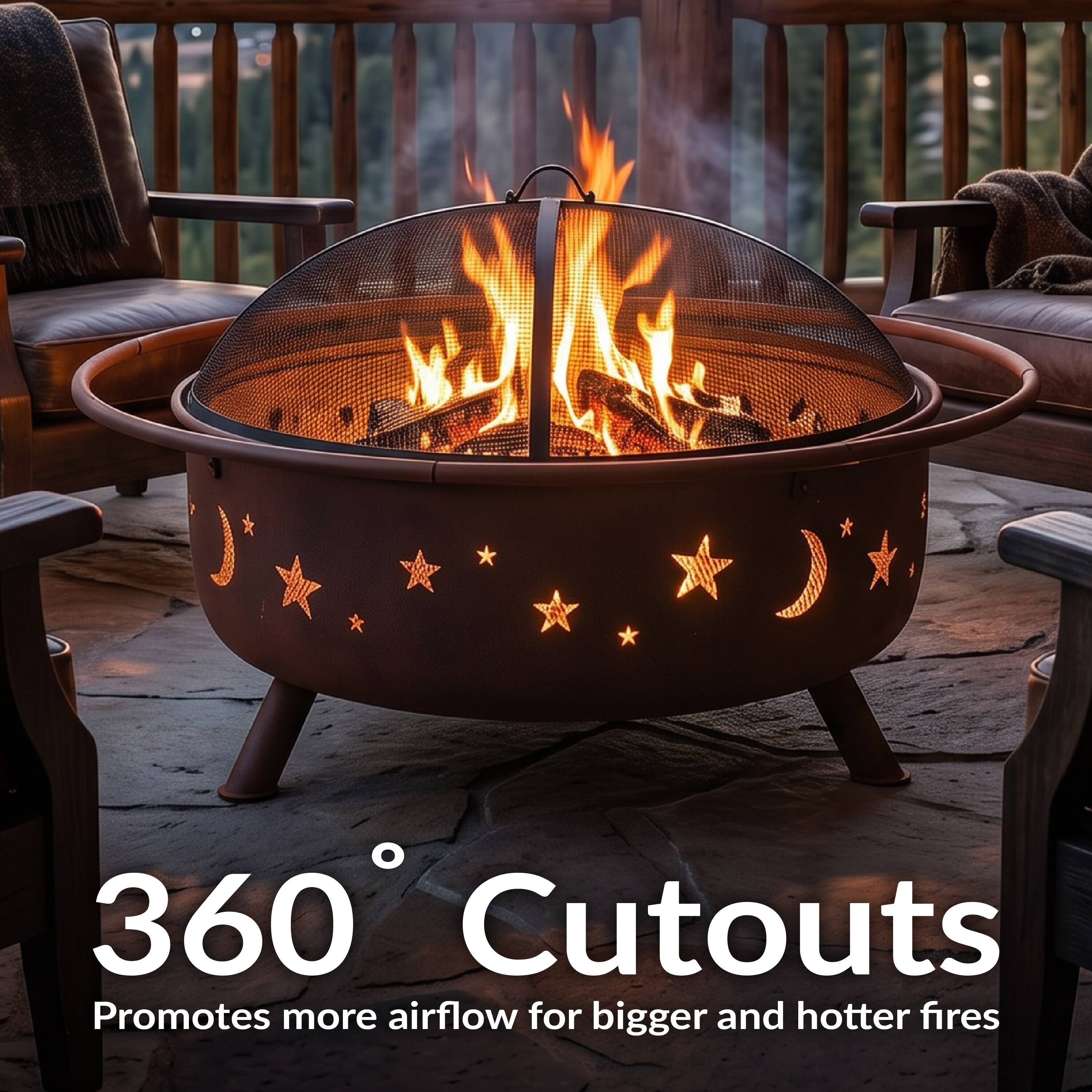 360° Cutouts  
Promotes more airflow for bigger and hotter fires