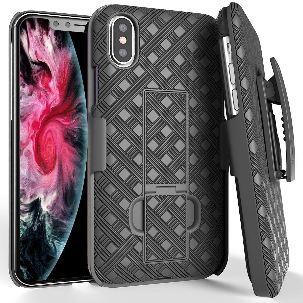 RomeTech - Shell Holster Combo Case for Apple iPhone Xs - Black