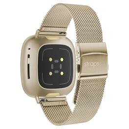 StrapsCo - Pro Mesh Strap Stainless Steel Watch Band For Fitbit Versa 4 (Short-Medium) - Soft Gold