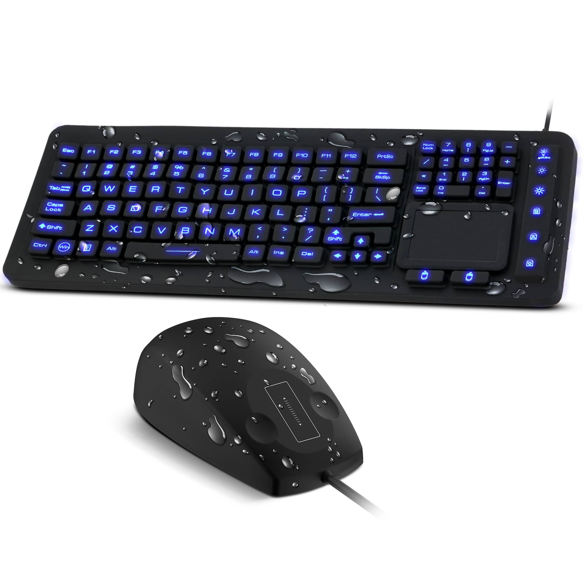 Delton - M70/M41 Waterproof Medical Keyboard & Mouse Combo, USB - Black