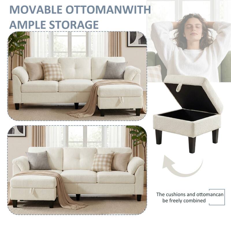 MOVABLE OTTOMAN WITH AMPLE STORAGE

The cushions and ottoman can be freely combined