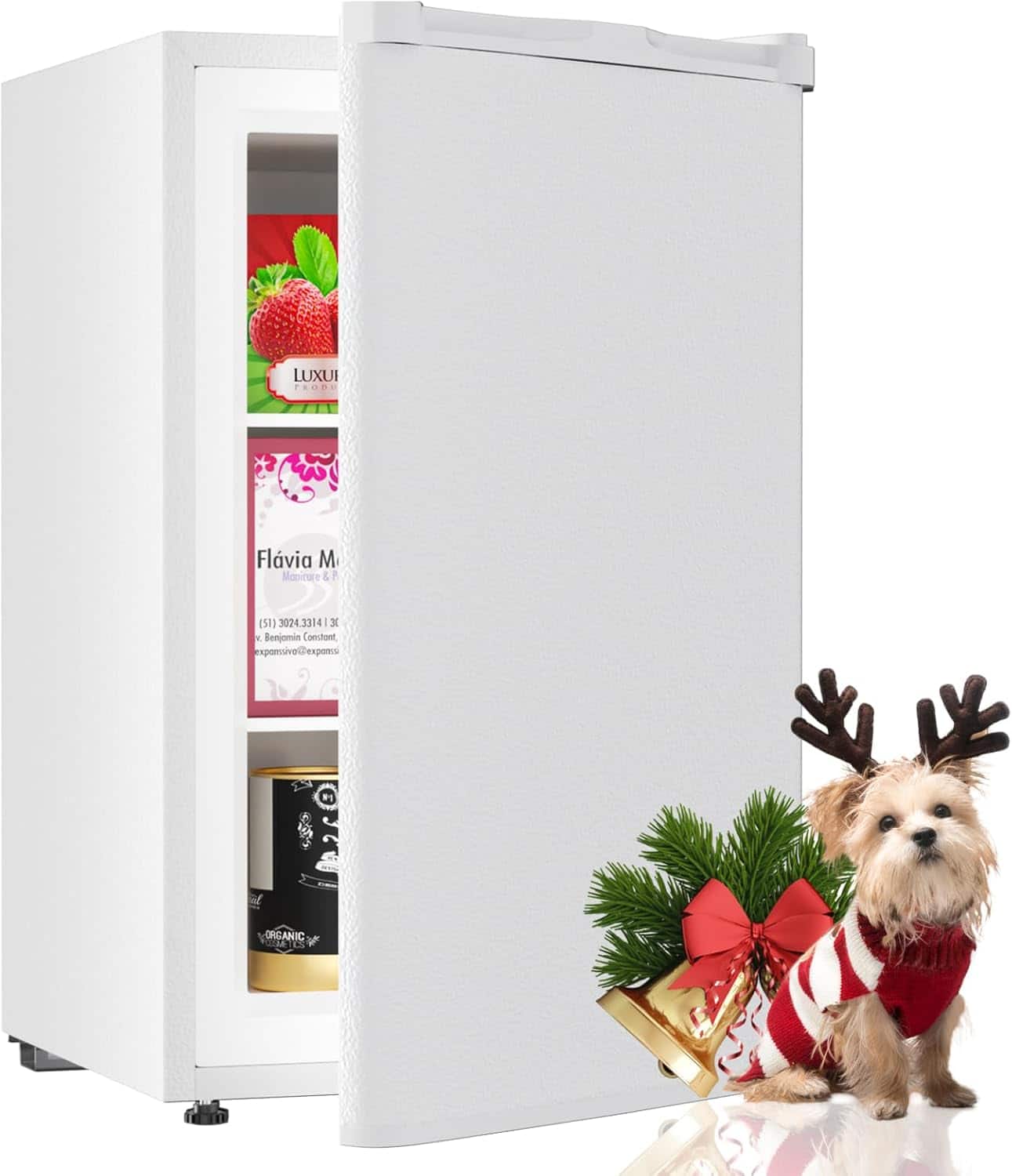 Circus Cirle - 3.6 Cu Ft Upright Freezer, Freestanding Mini Freezer  - White