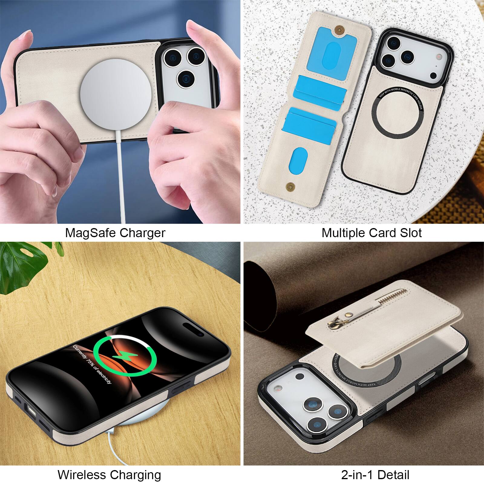 HWN MagSafe Charger Multiple Card Slot Currency N of oyo Wireless Charging 2-in-1 Detail