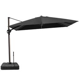 Crestlive Products - 12-ft Aluminum Tan Slide-tilt Cantilever Patio Umbrella with base - Black