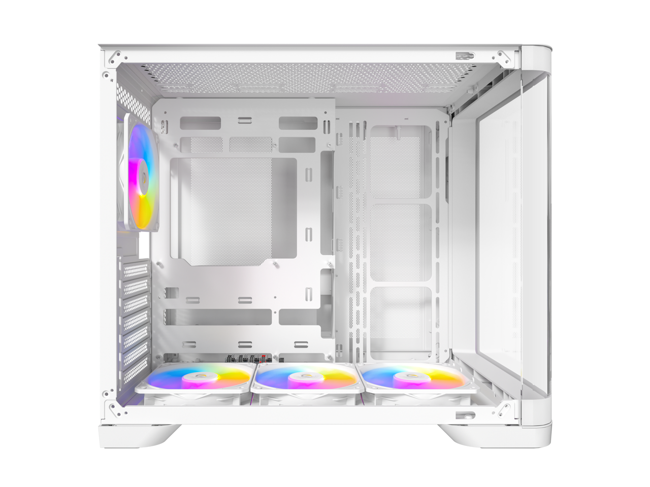 Alt View 9. Antec - C5 Curve ARGB, 4 x 120mm ARGB PWM Fans Included, Curved Tempered Glass Front & Side Panels, Mid-Tower ATX PC Case - White.
