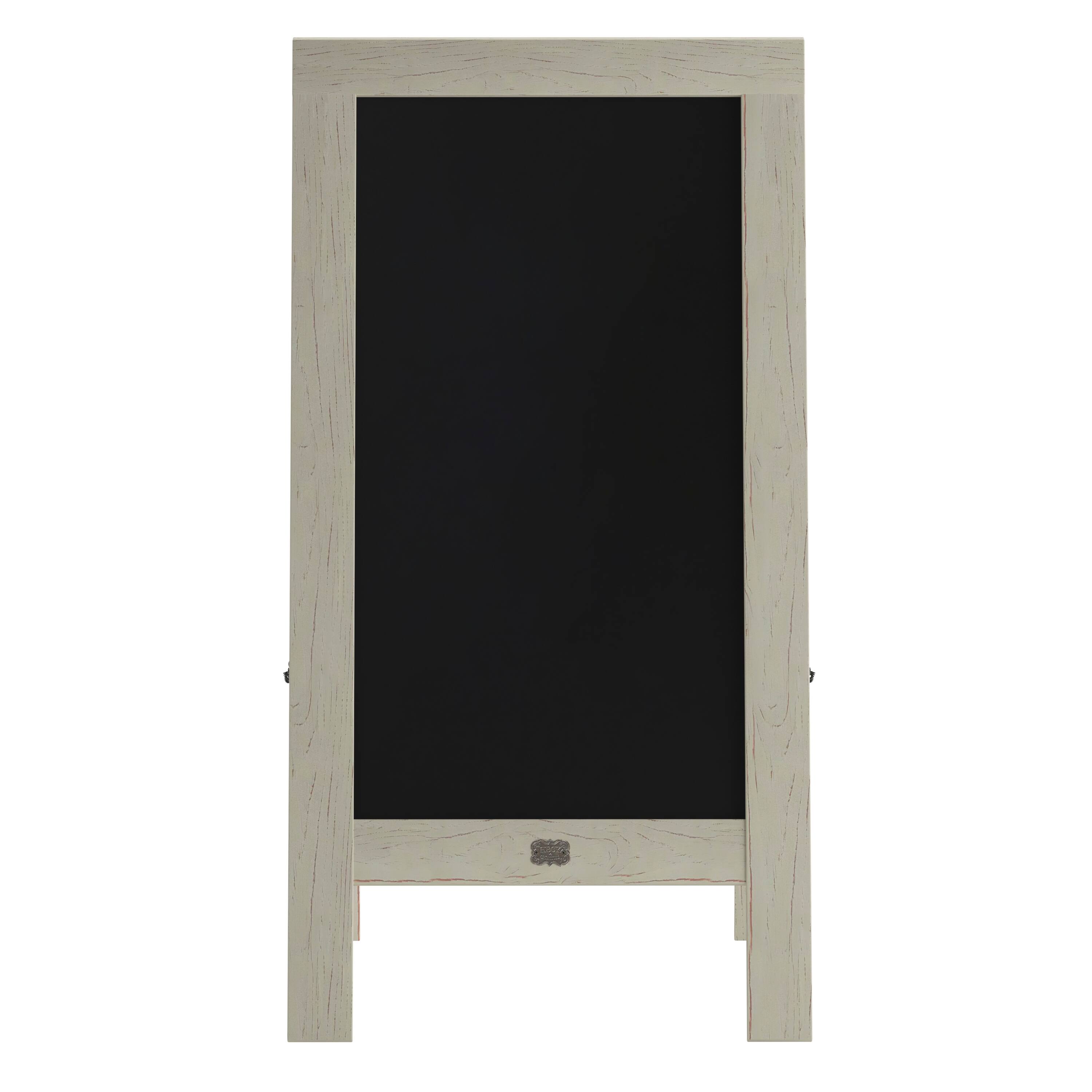 Alt View 9. Emma + Oliver - Rustic Double-Sided A-Frame Wooden Chalkboard with Magnetic Surface - Solid White.