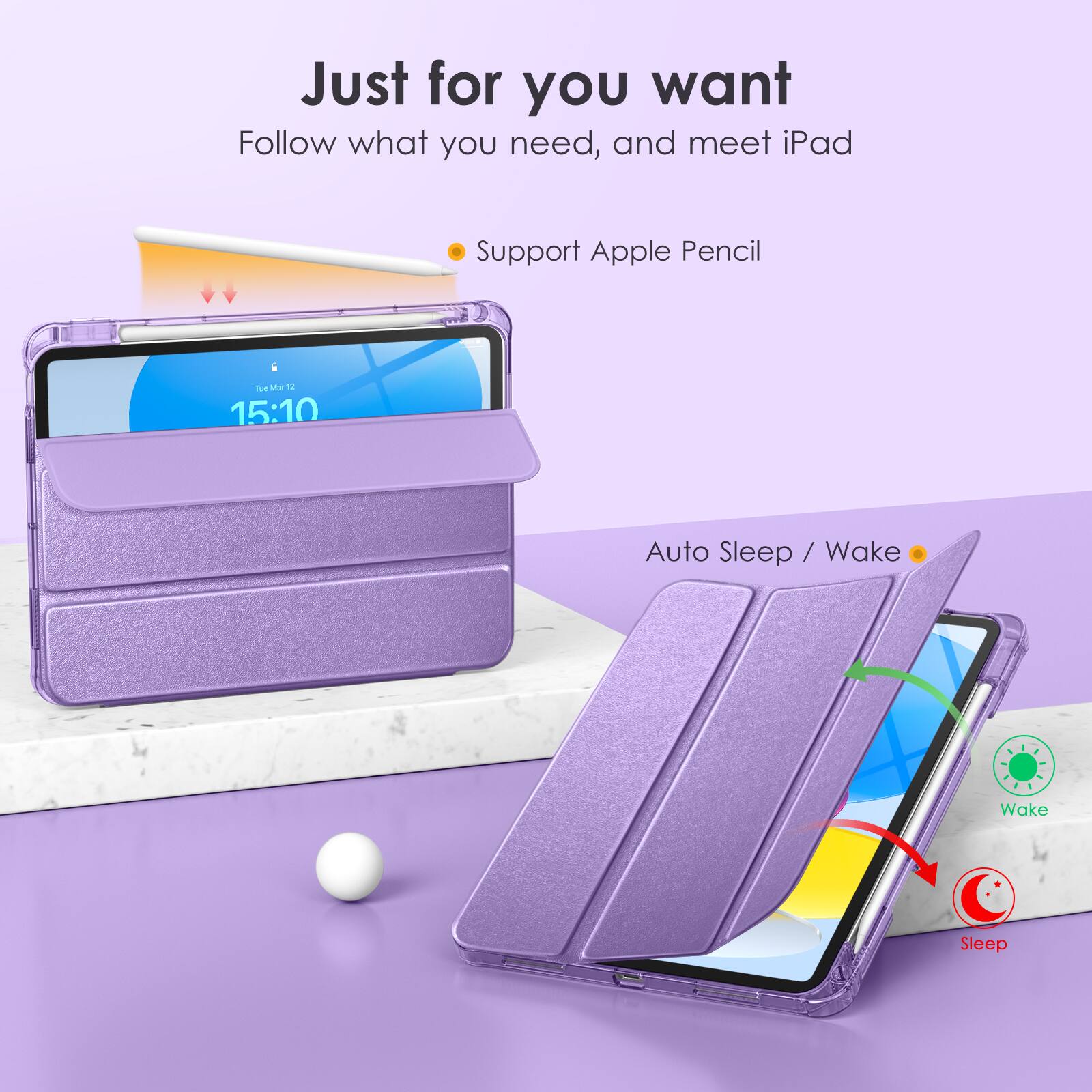 Just for you want  
Follow what you need, and meet iPad  

- Support Apple Pencil  

Auto Sleep / Wake