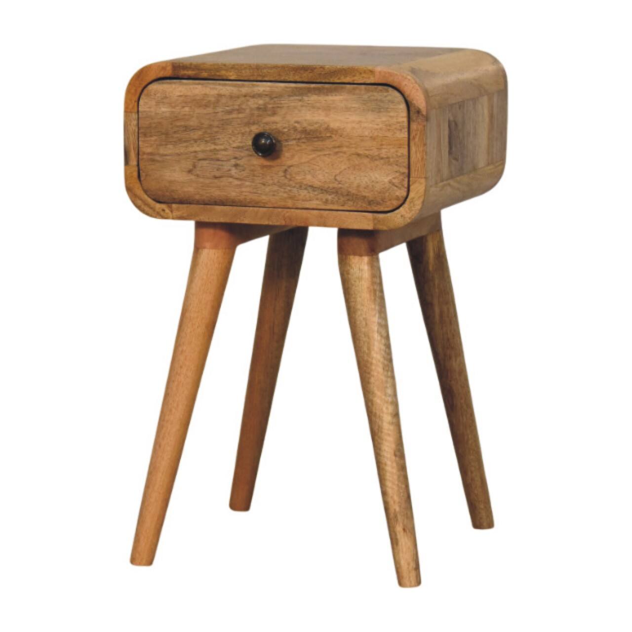 Angle. Artisan Furniture - Artisan Furniture Solid Wood Avora Mini Oak-ish Nightstand with 1 drawer, Nordic Legs, Bown - Oak.
