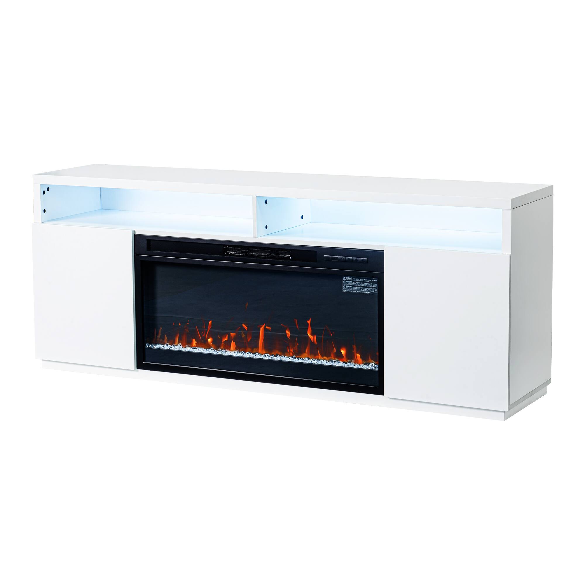 Alt View 9. Ihomeadore - 68" Electric Fireplace TV Stand Console Table with 36" LED Insert, Entertainment Center with Storage for TVs up to 78" - White.