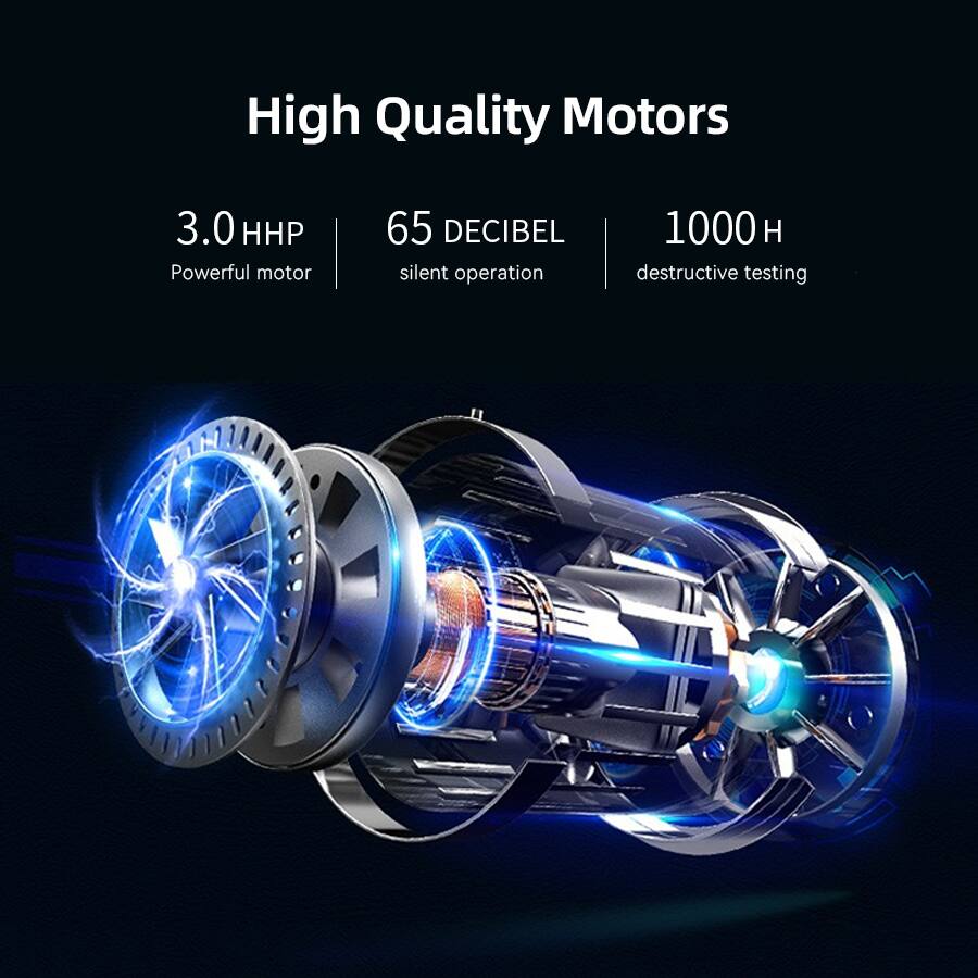 High Quality Motors

3.0 HHP  
Powerful motor

65 DECIBEL  
silent operation

1000 H  
destructive testing