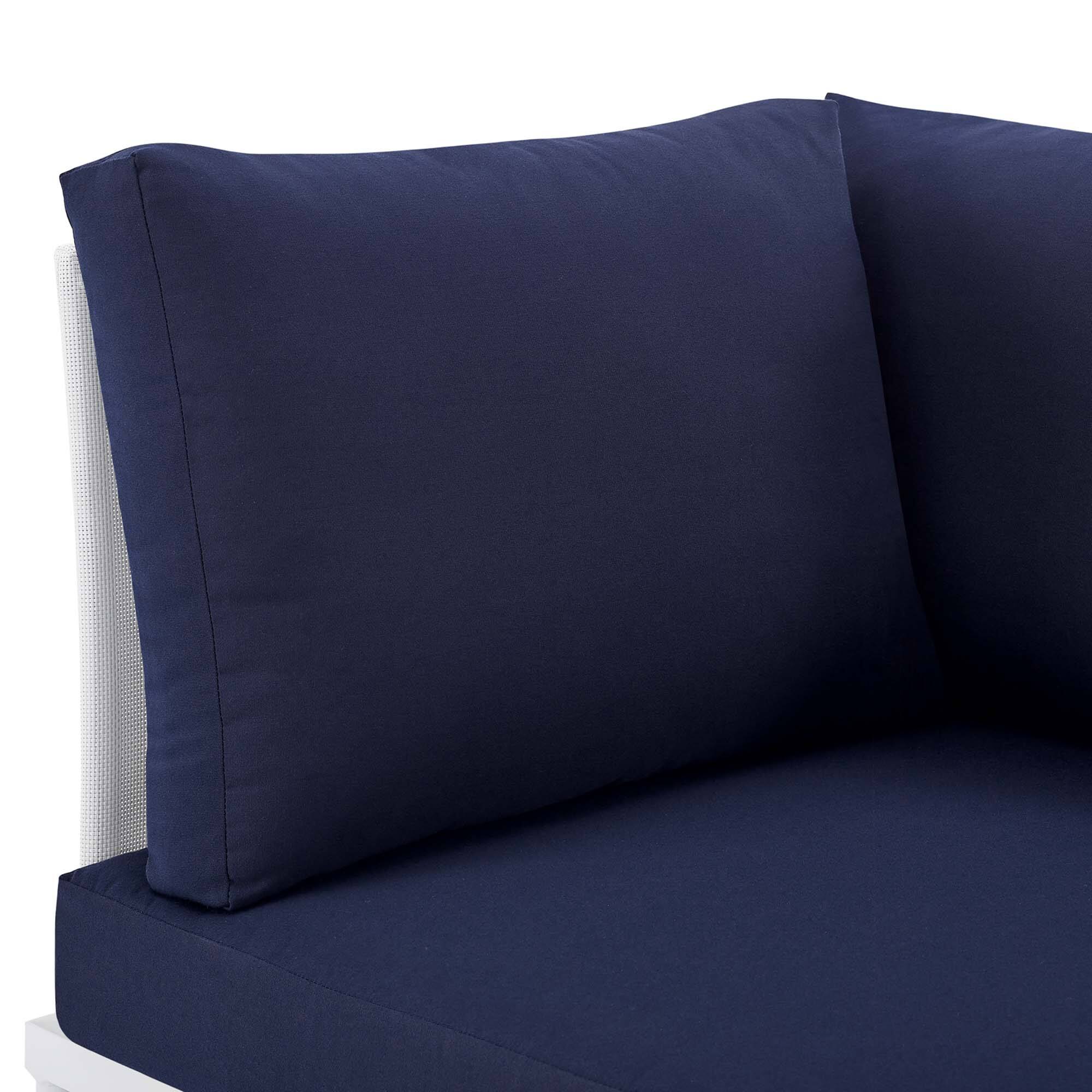 Alt View 3. Modway - Harmony Sunbrella® Outdoor Patio All Mesh Corner Chair by Modway - White Navy.