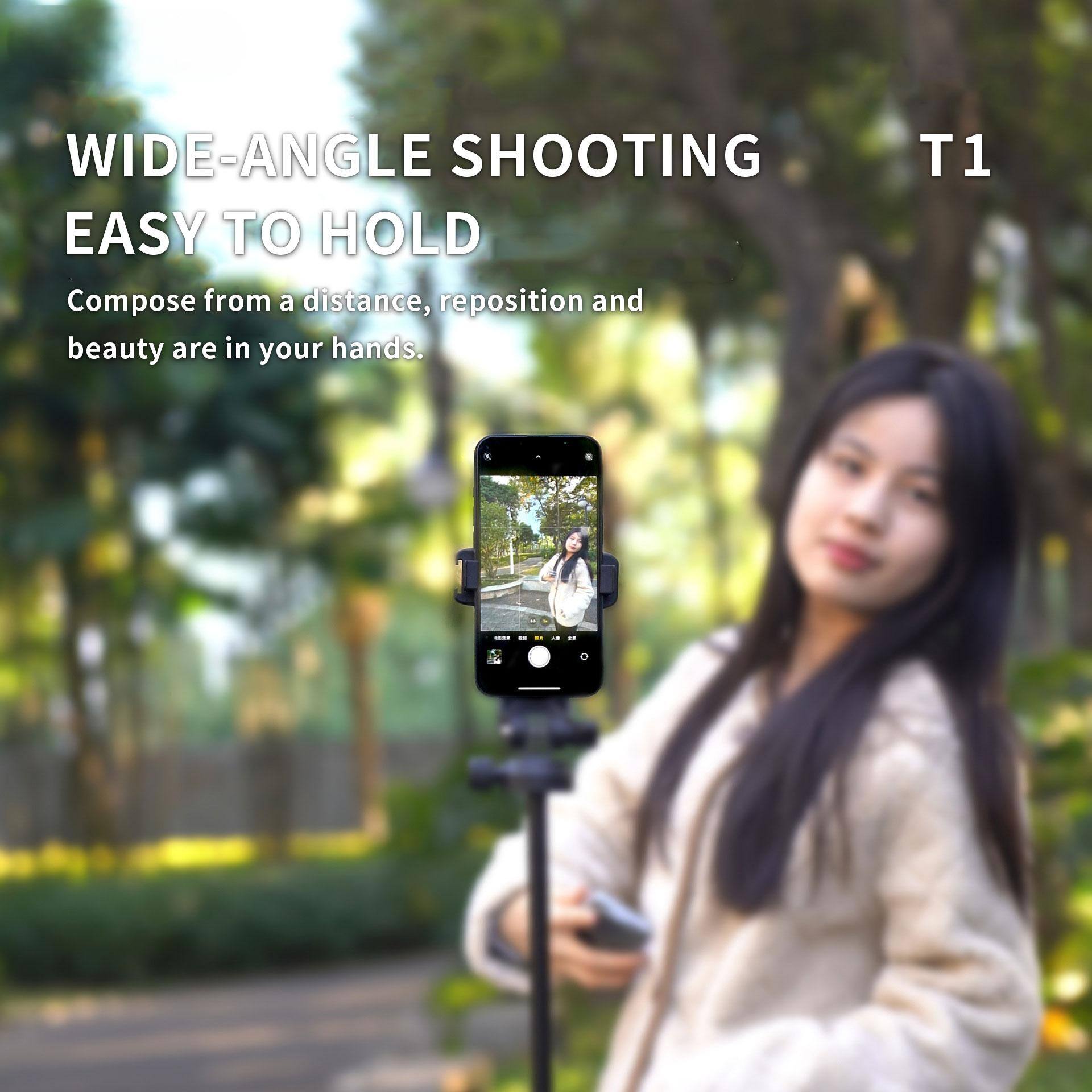 WIDE-ANGLE SHOOTING  
EASY TO HOLD  

Compose from a distance, reposition and beauty are in your hands.  

T1