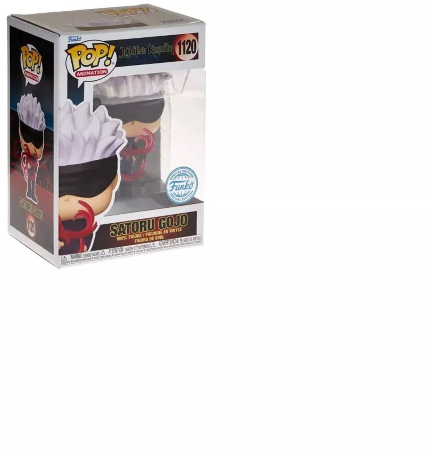 Sure, here is the corrected and grouped text from the image:

---

**Funko POP! ANIMATION**

**1120**

**SATORU GOJO**

**VINYL FIGURE / FIGURINE EN VINYLE / FIGURA DE VINIL**

**WARNING: CHOKING HAZARD - SMALL PARTS. NOT FOR CHILDREN UNDER 3 YEARS.**

**ATTENTION: RISQUE DE SOUFFOCATION - PETITS OBJETS. NE PAS LAISSER JEUER ENFANTS DE MOINS DE 3 ANS.**

**ADVERTENCIA: RIESGO DE AHOGO - PEQUEÑOS OBJETOS. NO DEJAR JUGAR A NIÑOS MENORES DE 3 AÑOS.**

**Funko**

**1120**

**SATORU GOJO**

**VINYL FIGURE / FIGURINE EN VINYLE / FIGURA DE VINIL**

**WARNING: CHOKING HAZARD - SMALL PARTS. NOT FOR CHILDREN UNDER 3 YEARS.**

**ATTENTION: RISQUE DE SOUFFOCATION - PETITS OBJETS. NE PAS LAISSER JEUER ENFANTS DE MOINS DE