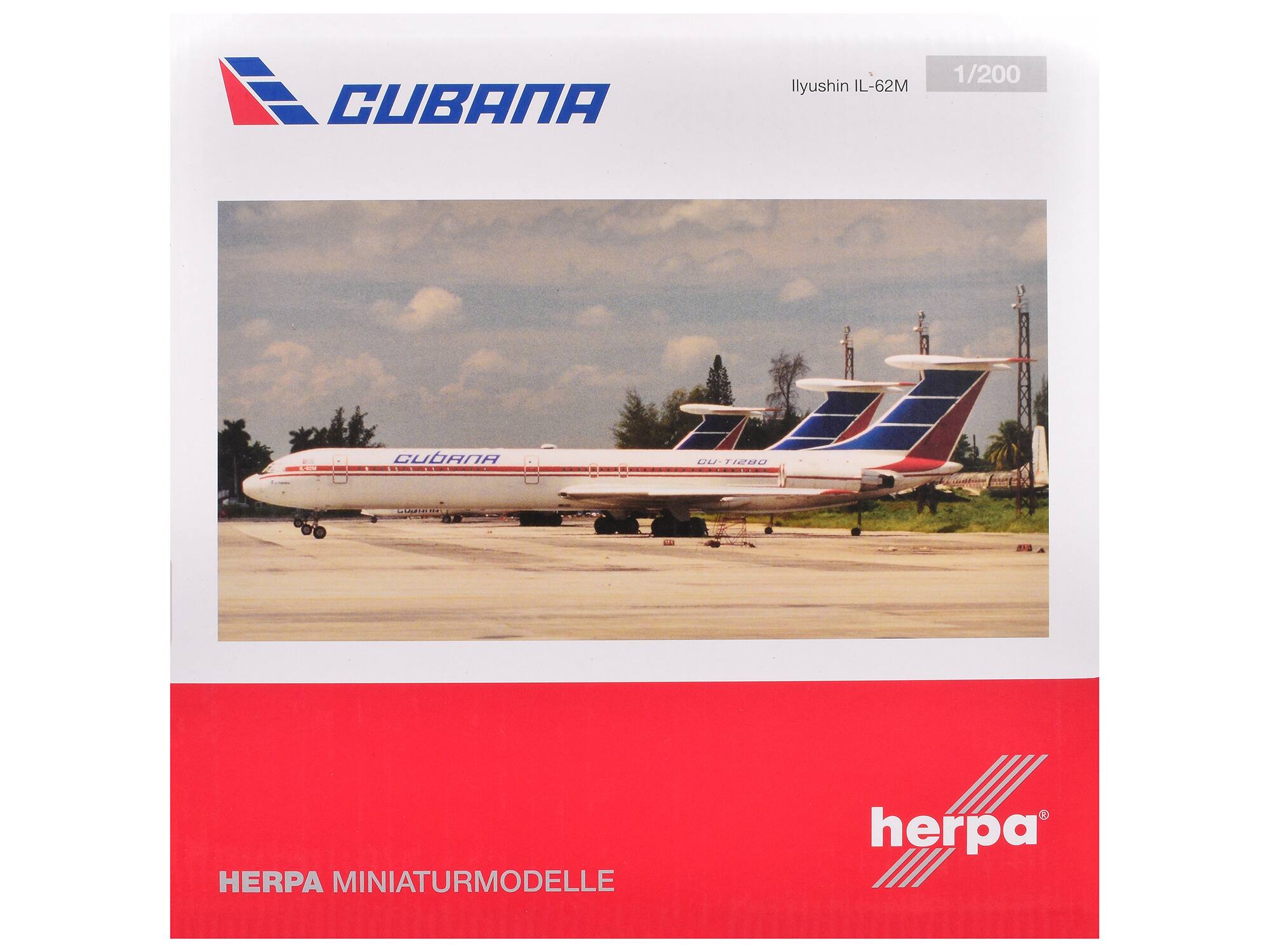 CUBANA  
Ilyushin IL-62M  
1/200  
CUBANA  
CU 11280  
HERPA MINIATURMODELLE  
herpa