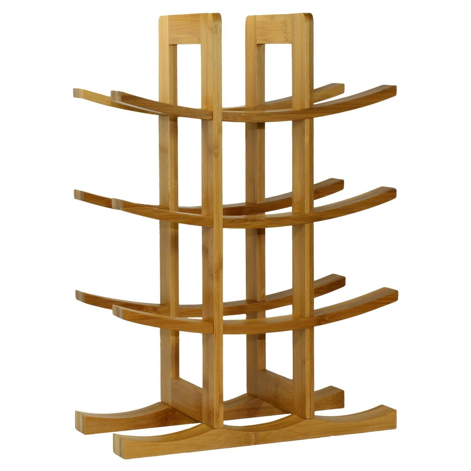 Front. Hivvago - 12-Bottle Wine Rack Modern Asian Style in Natural Bamboo - Natural.