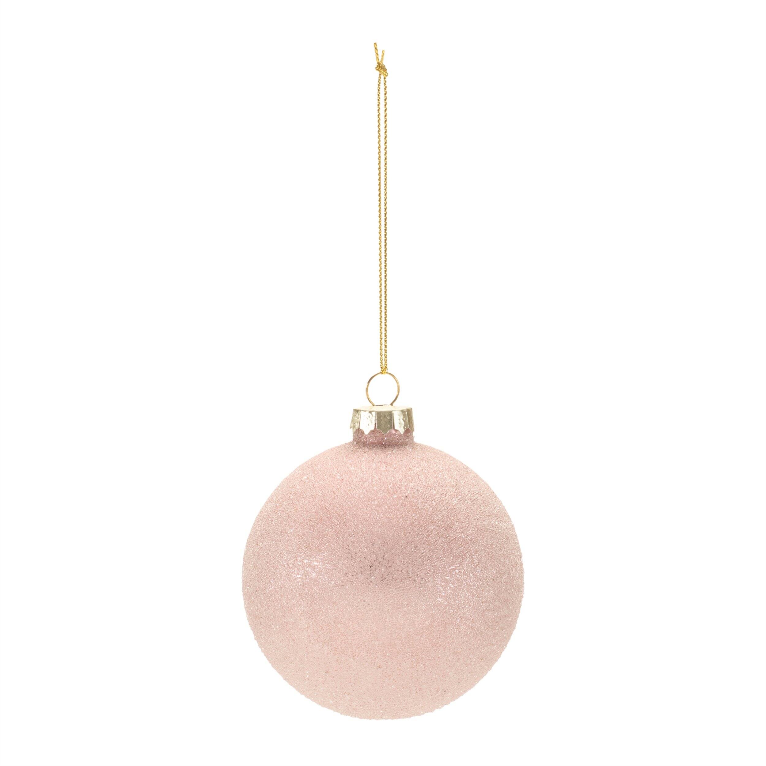 Angle. BreeBe - Beaded Glass Ball Ornament (Set of 12) - Pink.