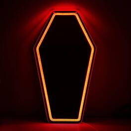 Cedar Assembly - Neon Coffin Mirror 16 9" X 9 6" Gothic Led Light Sign For Room Decor Living Bedroom Bar - Gifts Goth Love - Coffin Neon Mirror_M-CF