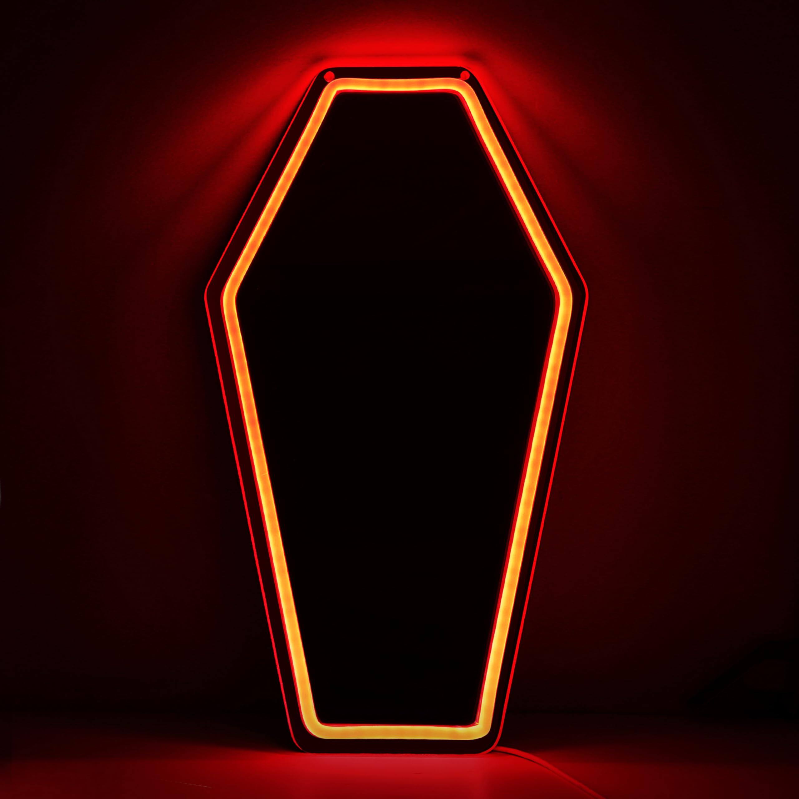 Front. Cedar Assembly - Neon Coffin Mirror 16 9" X 9 6" Gothic Led Light Sign For Room Decor Living Bedroom Bar - Gifts Goth Love... - Coffin Neon Mirror_M-CF.