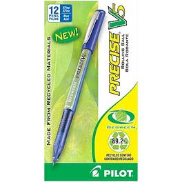 Pilot - Precise V5 BeGreen Rollerball Pens, Extra Fine Point, Dozen - Blue Ink