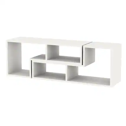 Front. Manhattan Lane - Hollow Core TV Console and Bookcase Combination - White.