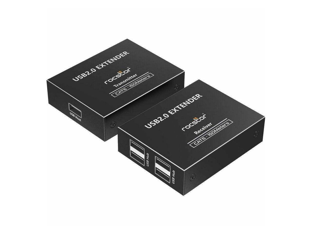 EXTENDER USB2.0 rocstor Transmitter 150Meters - CAT6 USB EXTENDER Host USB2.0 rocstor Receiver 150Meter S L CAT6 Hub USB Hub USB
