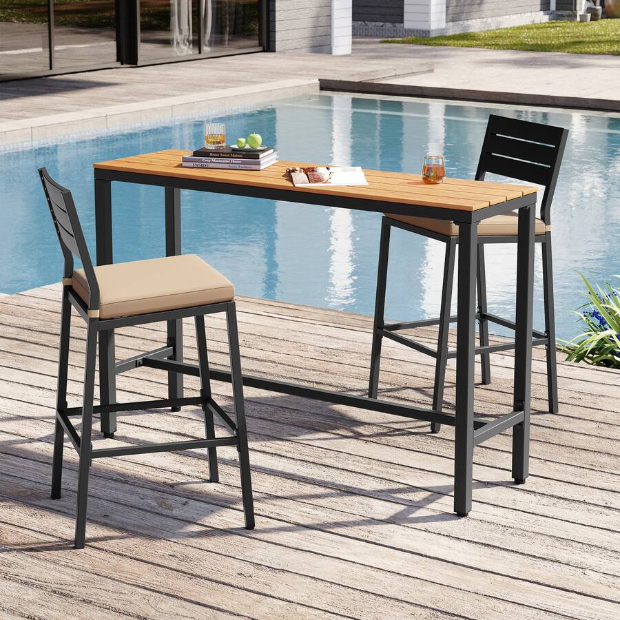 Crestlive Products Rectangle Outdoor Bar Table with Waterproof Top and ...