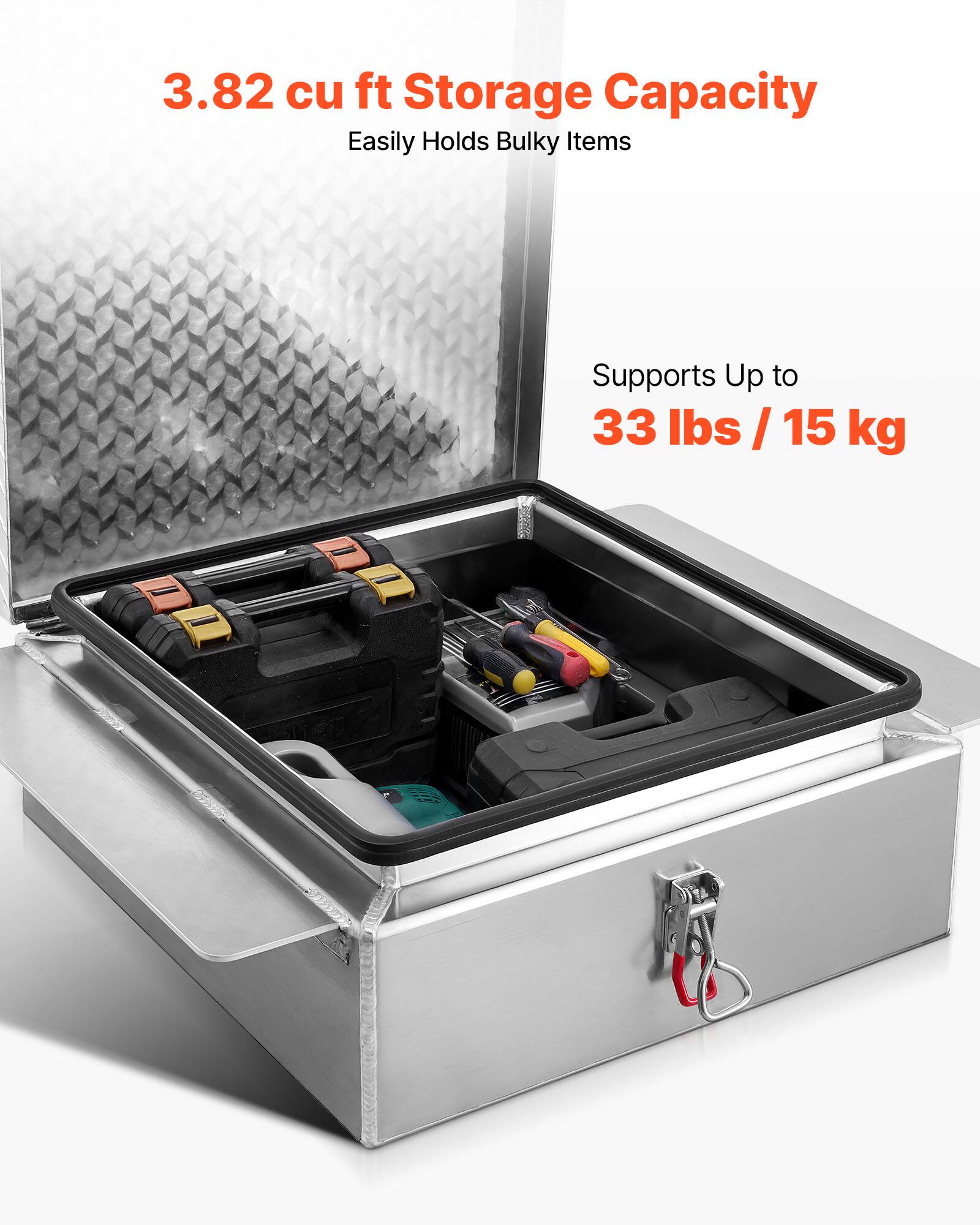 3.82 cu ft Storage Capacity  
Easily Holds Bulky Items  

Supports Up to 33 lbs / 15 kg