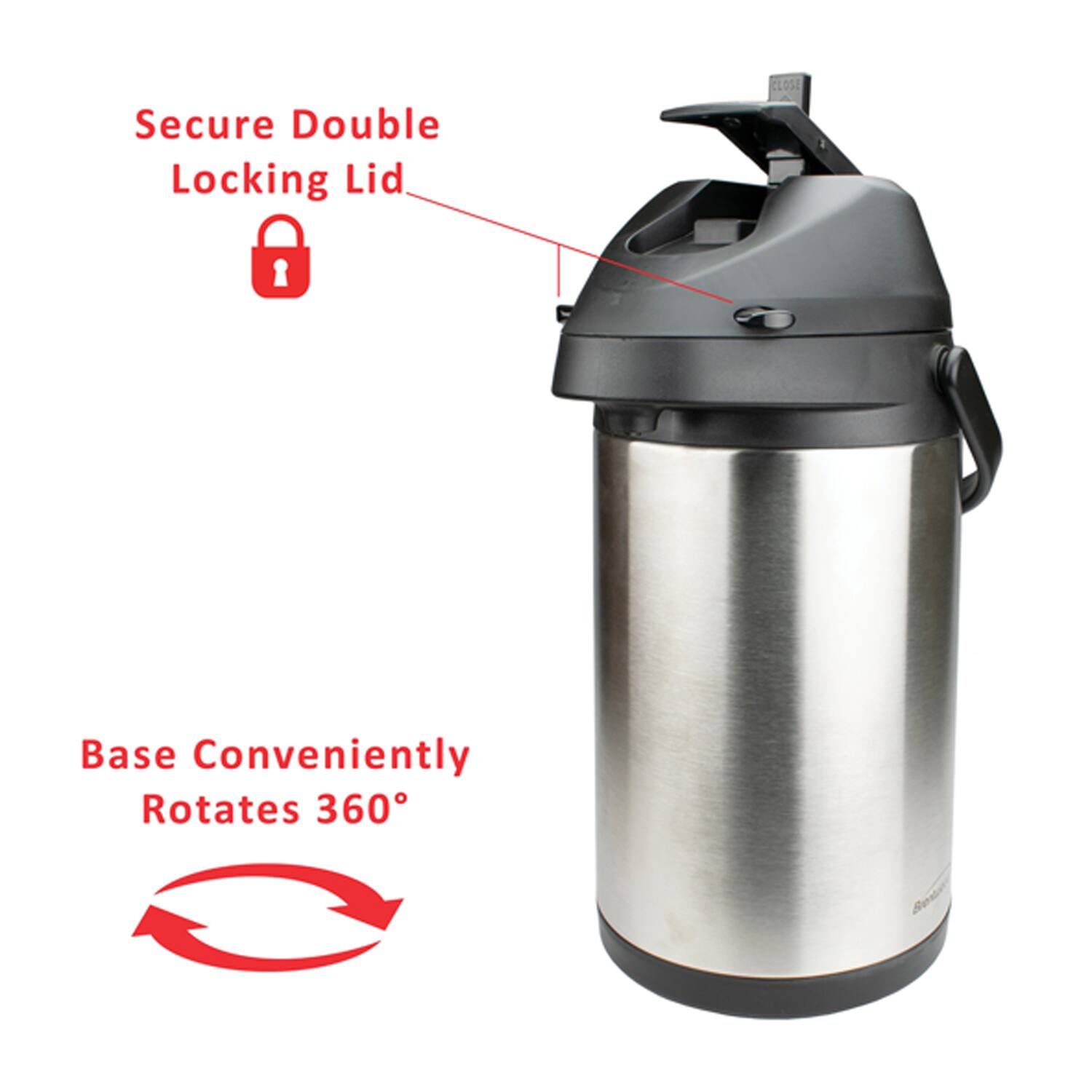 Secure Double Locking Lid  
Base Conveniently Rotates 360°