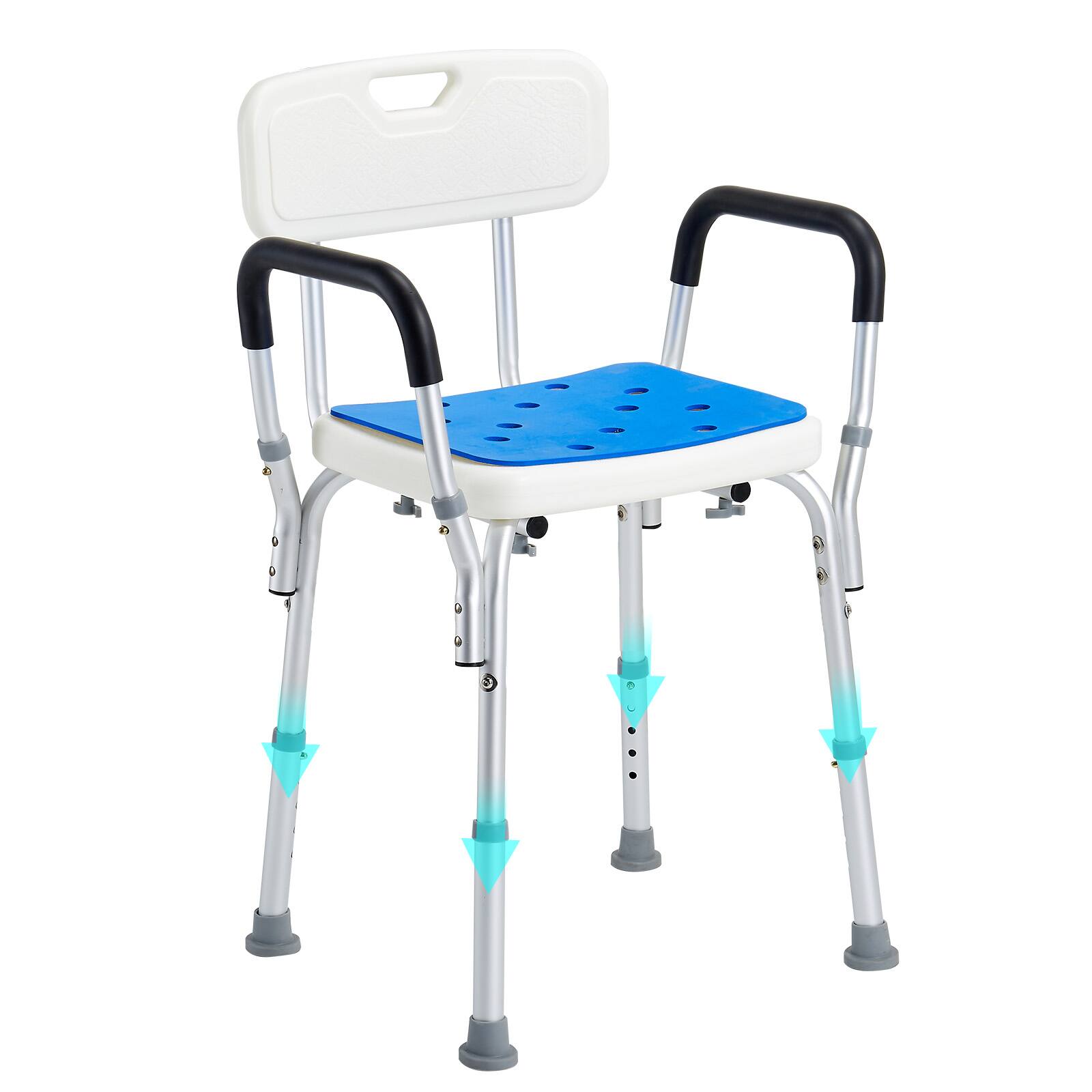 Alt View 5. VEVOR - Shower Chair, 400 lbs Capacity, Shower Seat with Back, Adjustable Height Shower Stool - Silver;White.
