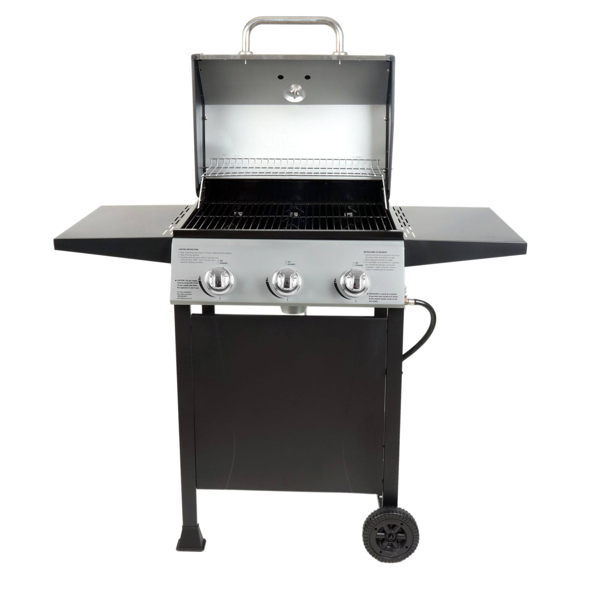 Alt View 5. Grill Boss - Grill Boss 27,000 BTU 3 Burner Propane Gas Grill w/Wheels, Cover, & Side Shelves - Black, Silver.