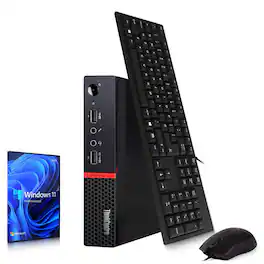 Lenovo - Refurbished Excellent - Tiny M-Series Desktop PC | AMD Ryzen 5 | 3.3GHz | 16GB DRR4 Ram | 128GB SSD | Wi-Fi | Keyboard & Mouse | Win11 - Black