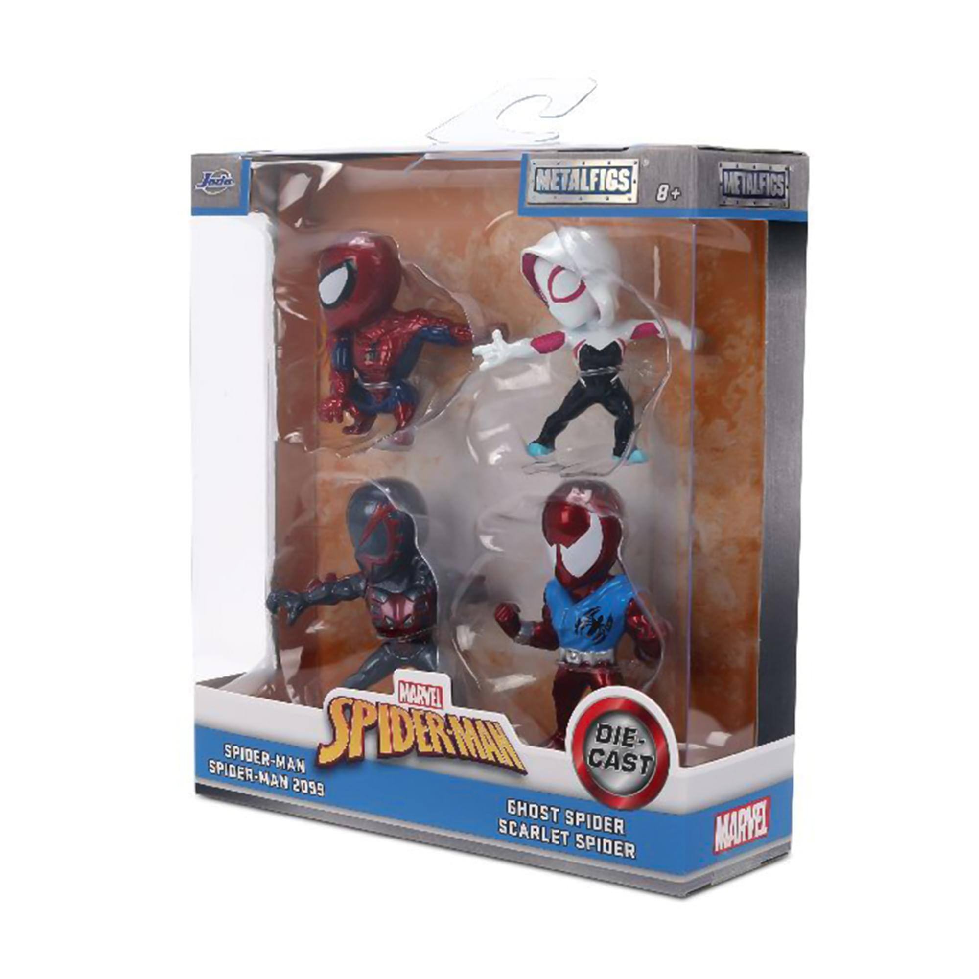MetalFigs 8+  
MetalFigs  
Spider-Man  
Spider-Man 2099  
Ghost Spider  
Scarlet Spider  
Die-Cast  
Marvel
