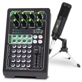 HM 1810 - Portable Live Broadcast Sound Card Pro Audio Interface Dj Mixer Condenser W microphone Set For Streaming Po - Default