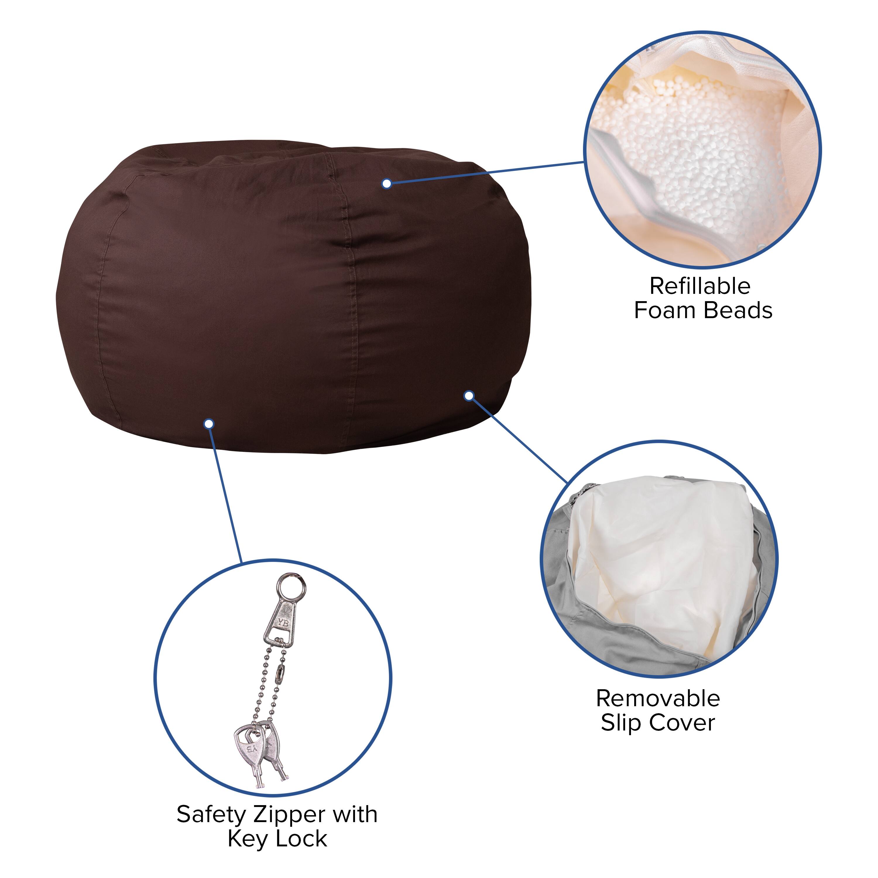 Alt View 12. Alamont Home - Oversized Bean Bag Chair for Kids and Adults - Brown.