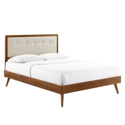 Front. Modway - Willow Wood Queen Platform Bed With Splayed Legs - Brown.