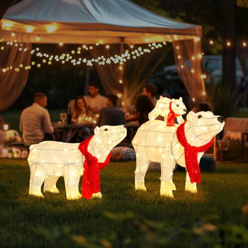 Alt View 9. Winado - 3 PCS Christmas Decoration 27.5in White Polar Bear Family for In/Outdoor Holiday - White.