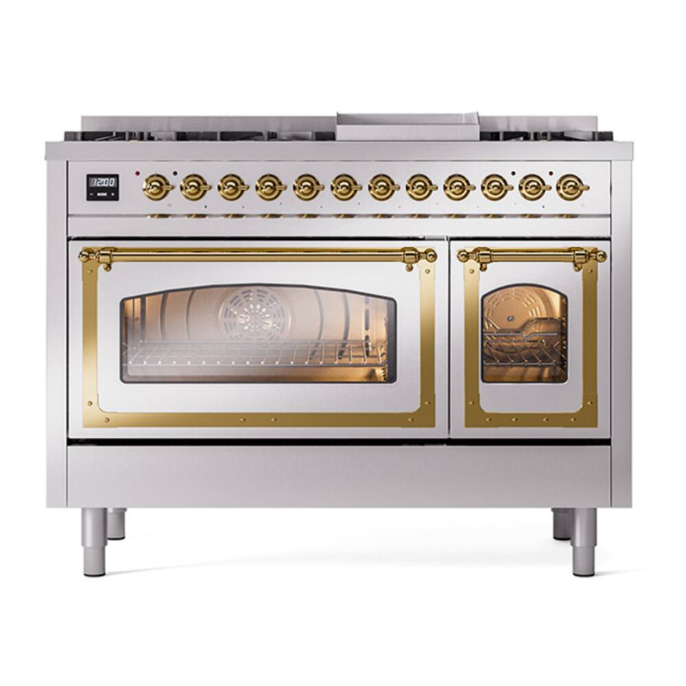 ILVE Nostalgie II Series 48 in. Dual Fuel Range with 8 Sealed Burners ...