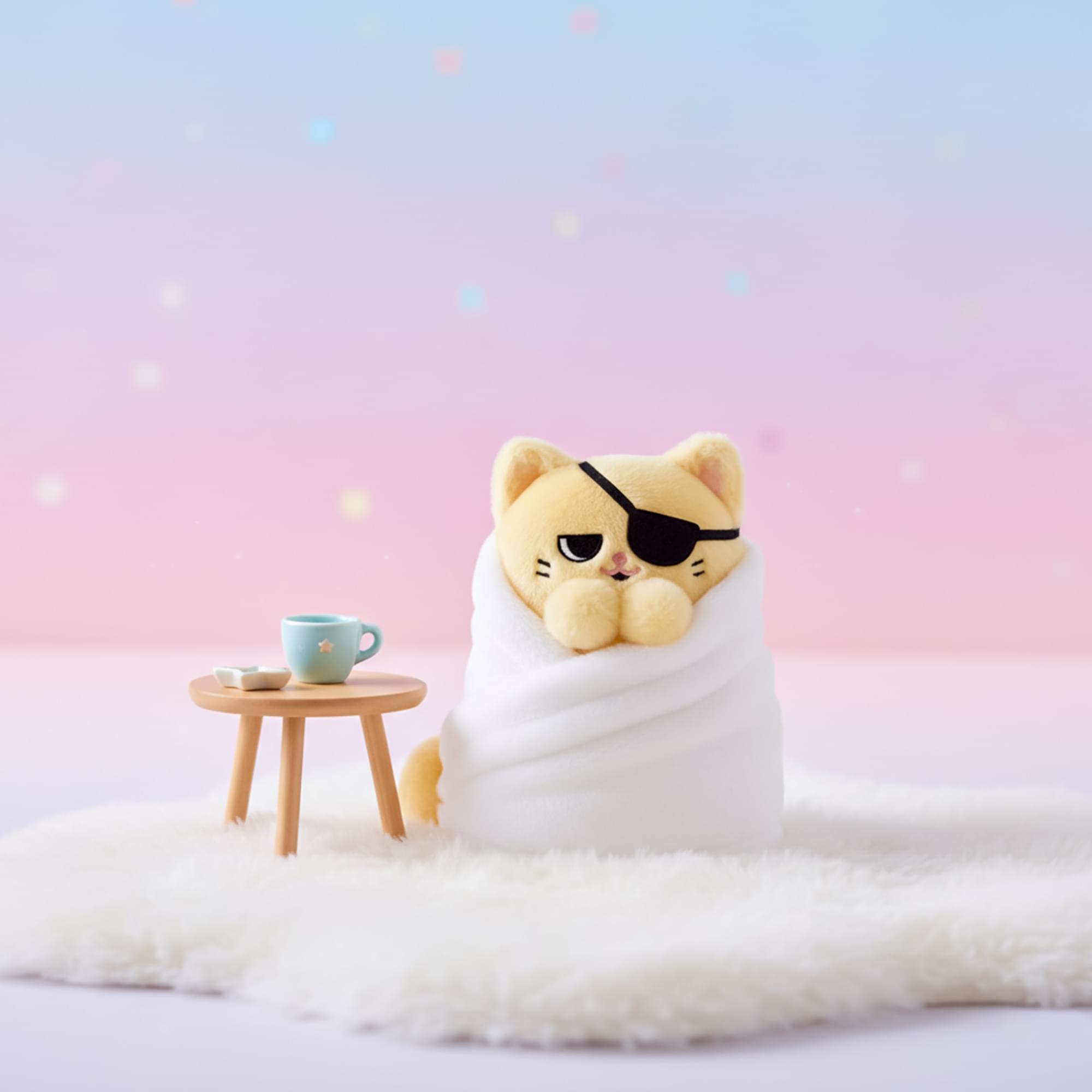 Alt View 10. Uncute - Purritos 7 Inch Cat In Blanket Plush Series 2 - Tamago - Beige.