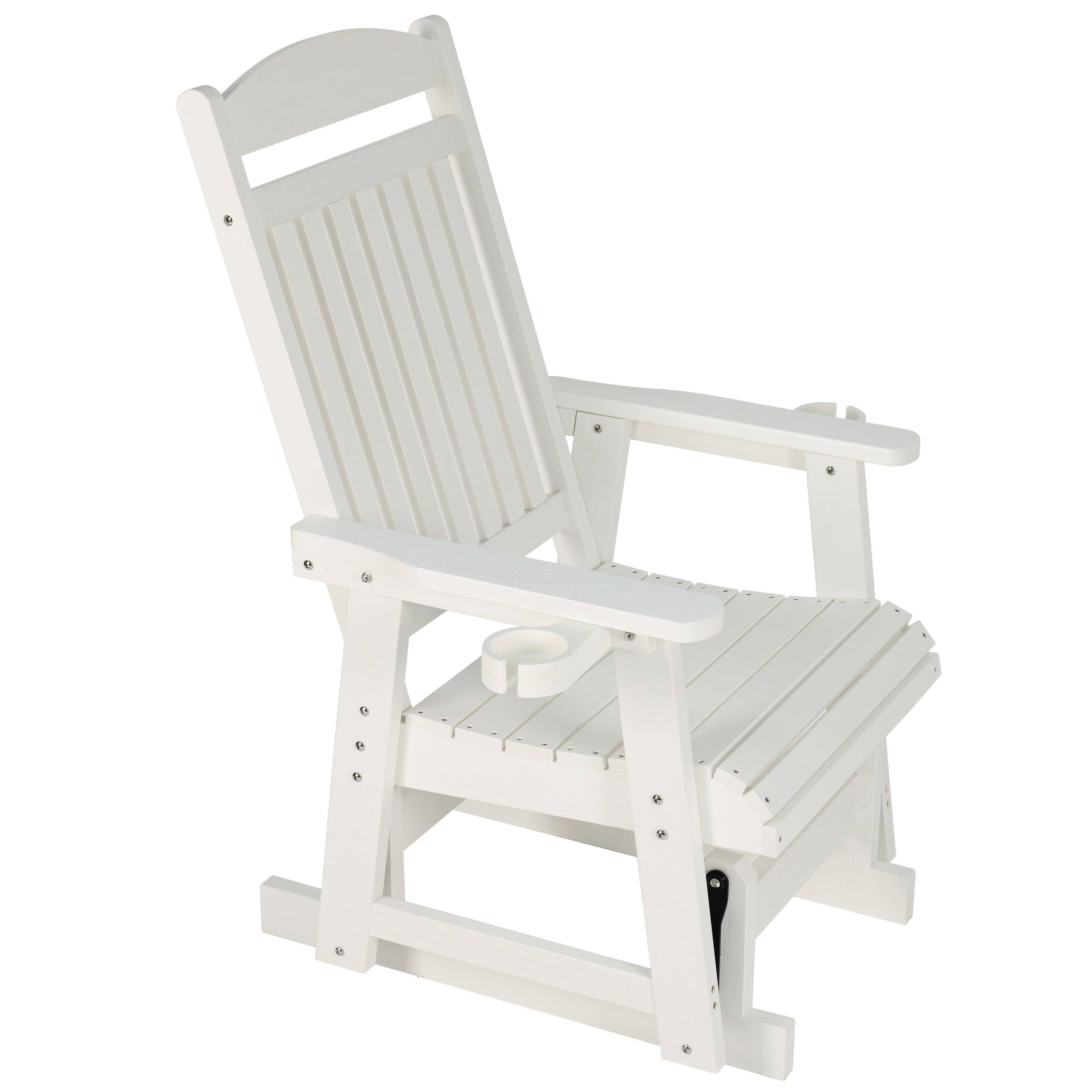 Alt View 8. Fortune Candy - HIPS Outdoor Patio Glider with Cup Holders, Heavy Duty 700 LBS Capacity for Porch Yard Garden - White.