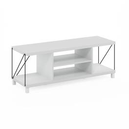 Furinno - Besi No Tools Assembly Industrial Style TV Stand, Entertainment Center for 50 inch TV - White
