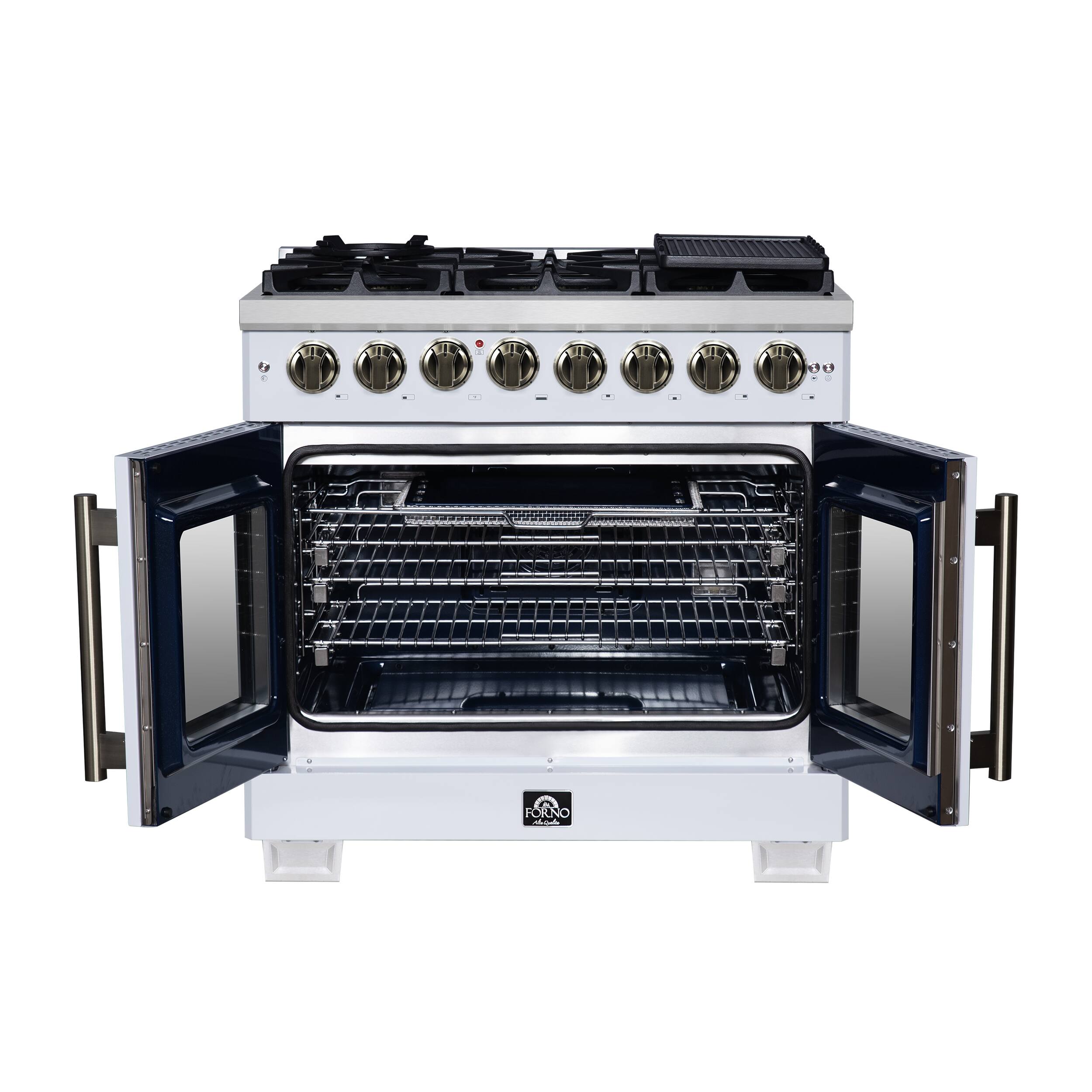 Alt View 8. Forno Appliances - Capriasca 5.36 Cu. Ft. Dual Fuel Range with French Door Design - White.