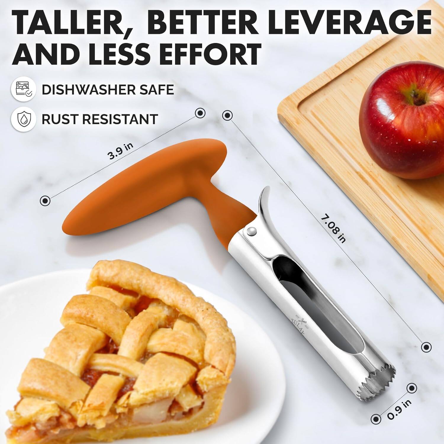 TALLER, BETTER LEVERAGE AND LESS EFFORT

- DISHWASHER SAFE
- RUST RESISTANT

3.9 in  
7.08 in  
0.9 in